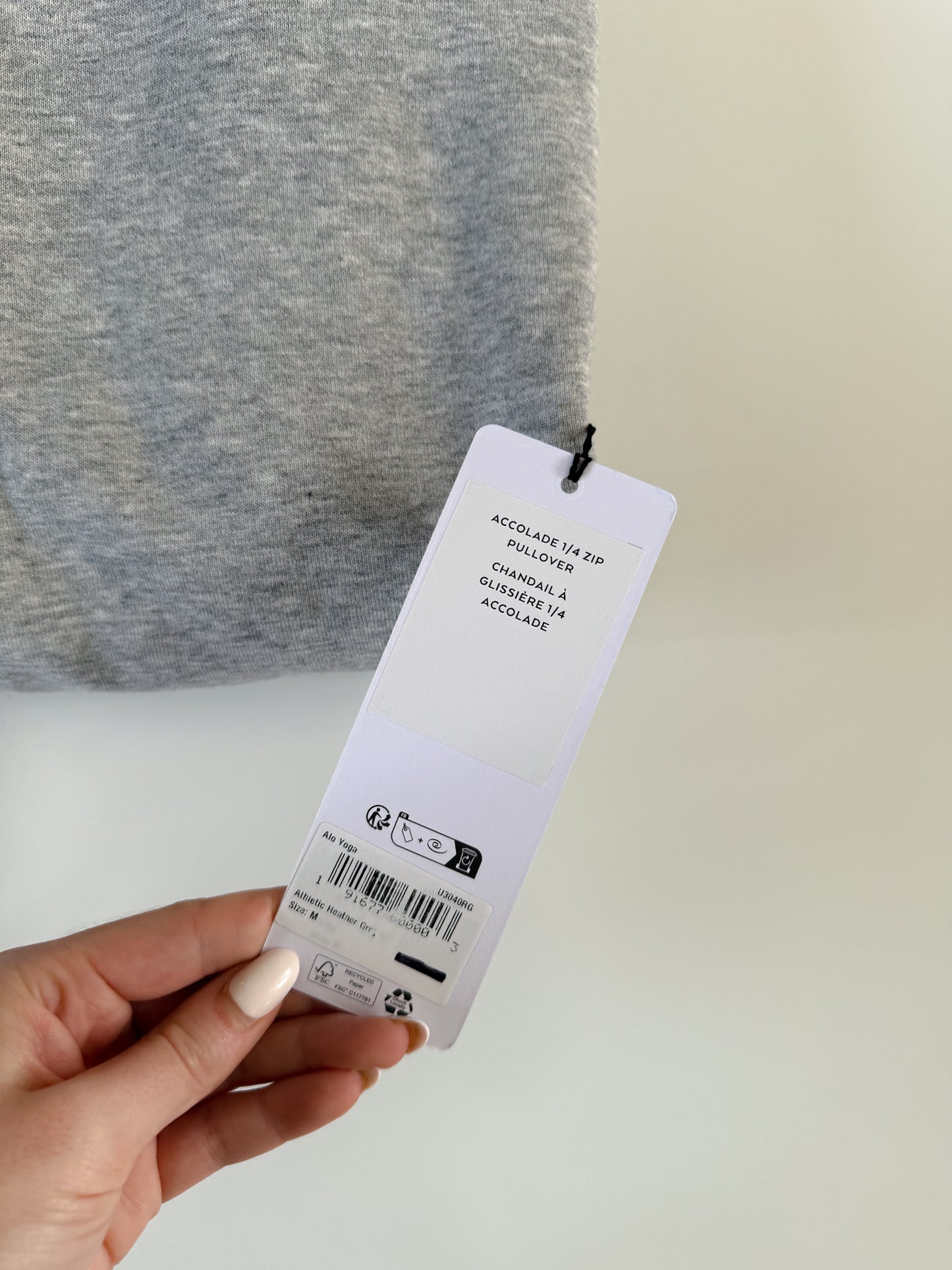 S Gray 1/4 Zip Alo Accolade Pullover