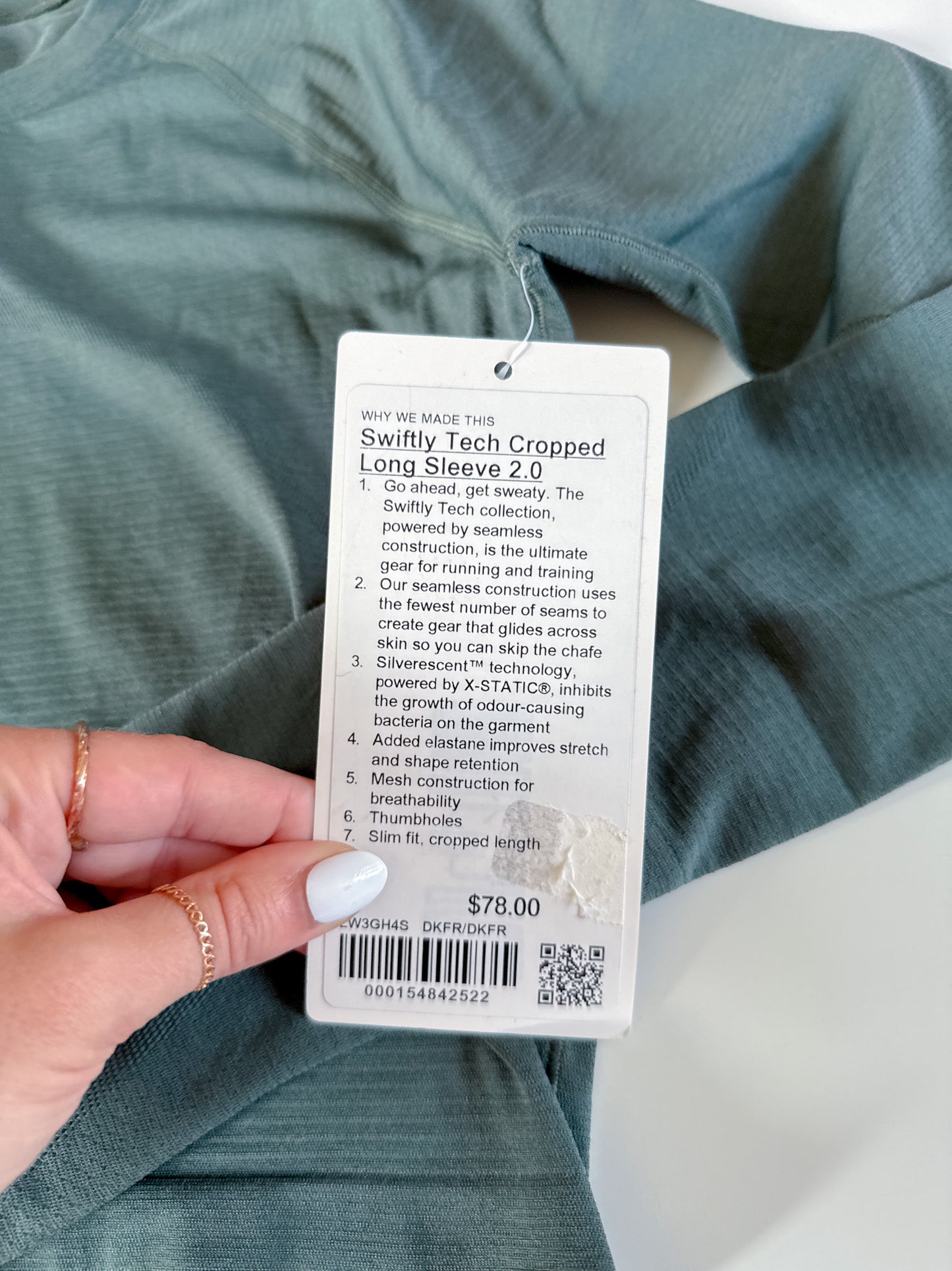 Size 8 Dark Forest Swiftly Tech Cropped Long Sleeve 2.0