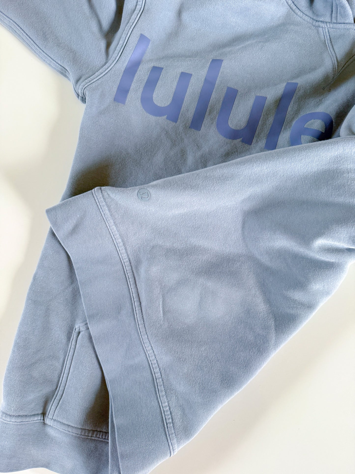 Size 10 Blue Spell Out Crewneck flaw