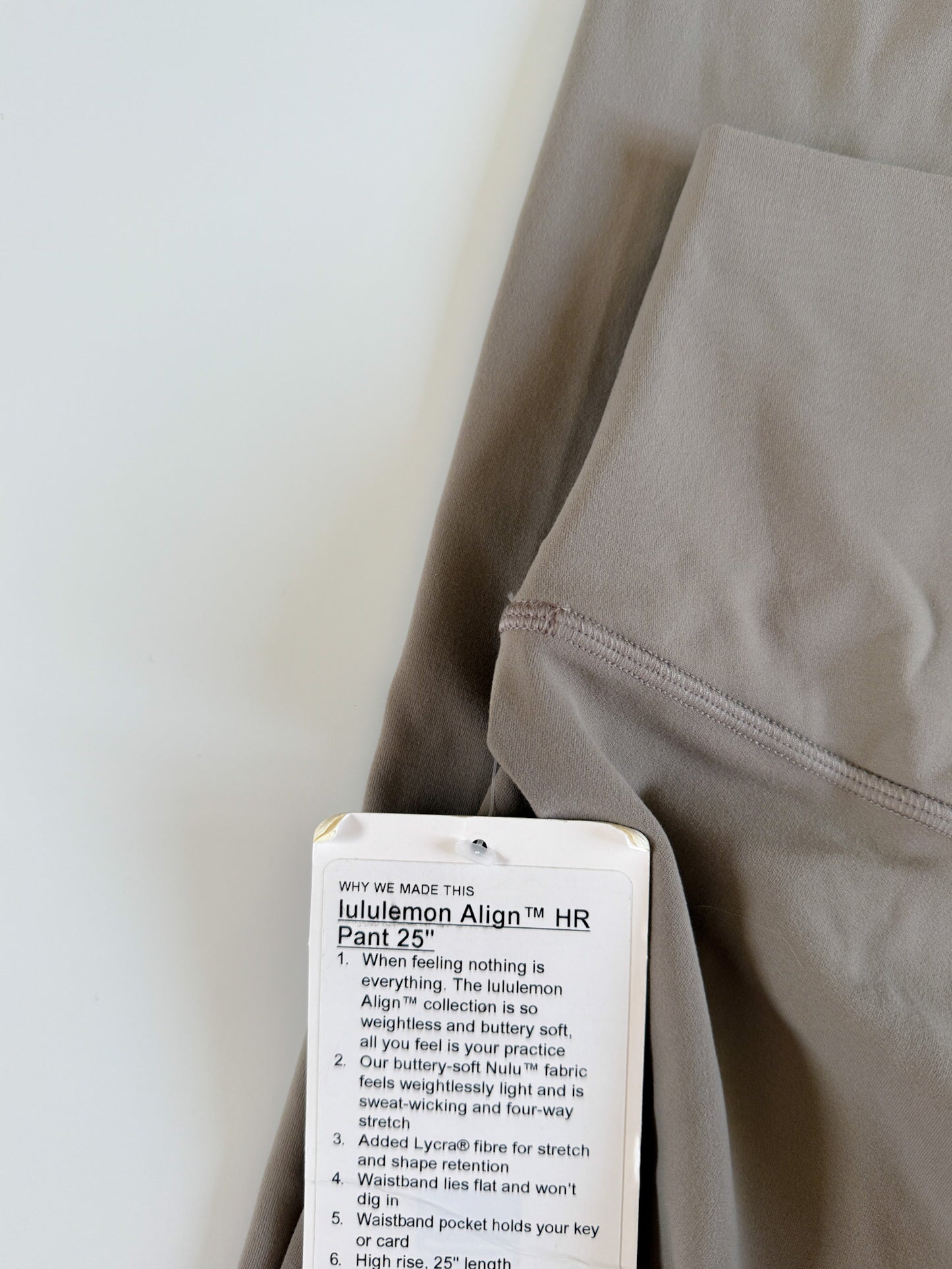 Size 6 Warm Ash Gray Align Pant 25"