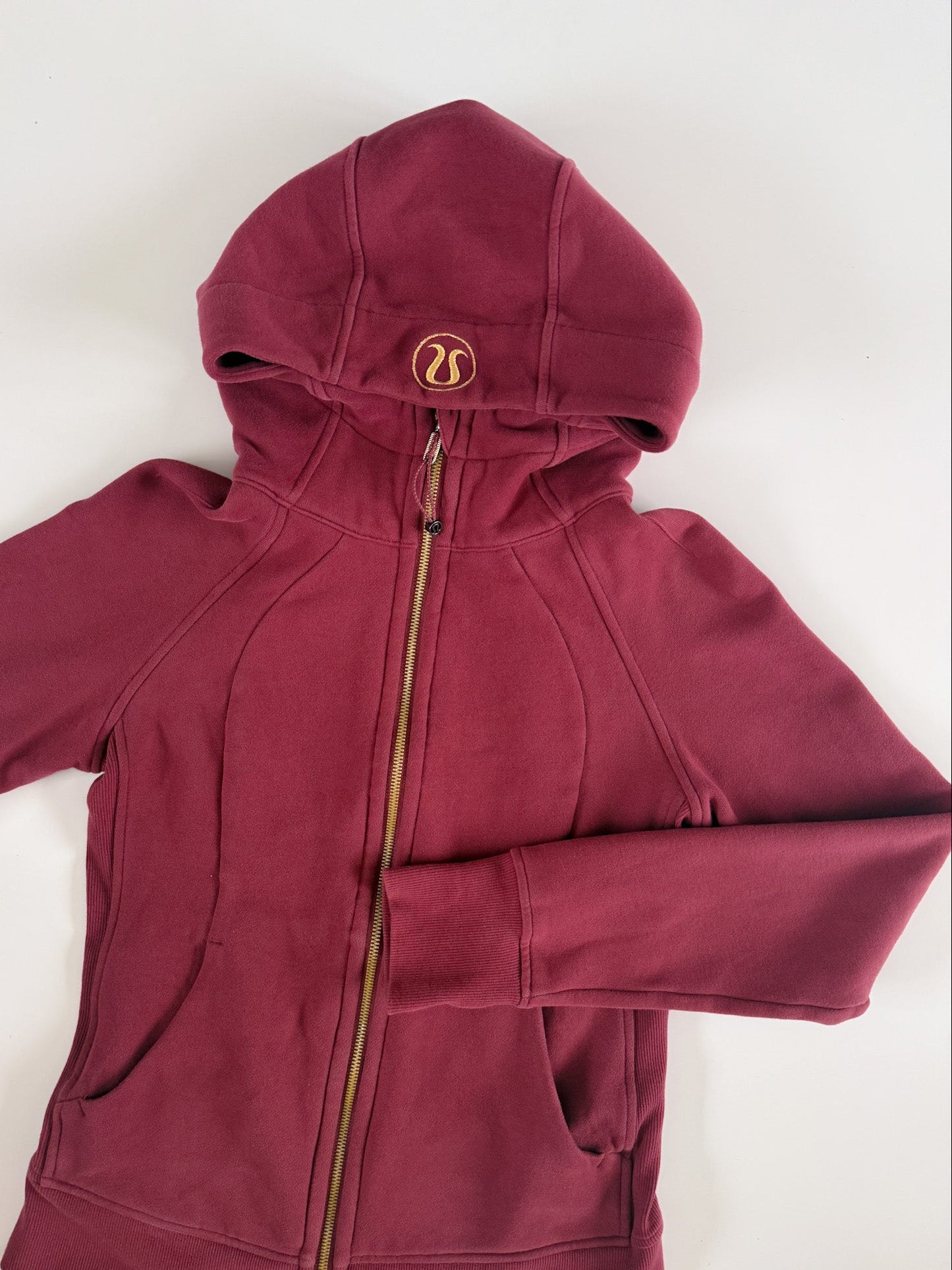 Size 6 Mulled Wine/Gold Full-Zip Scuba Hoodie