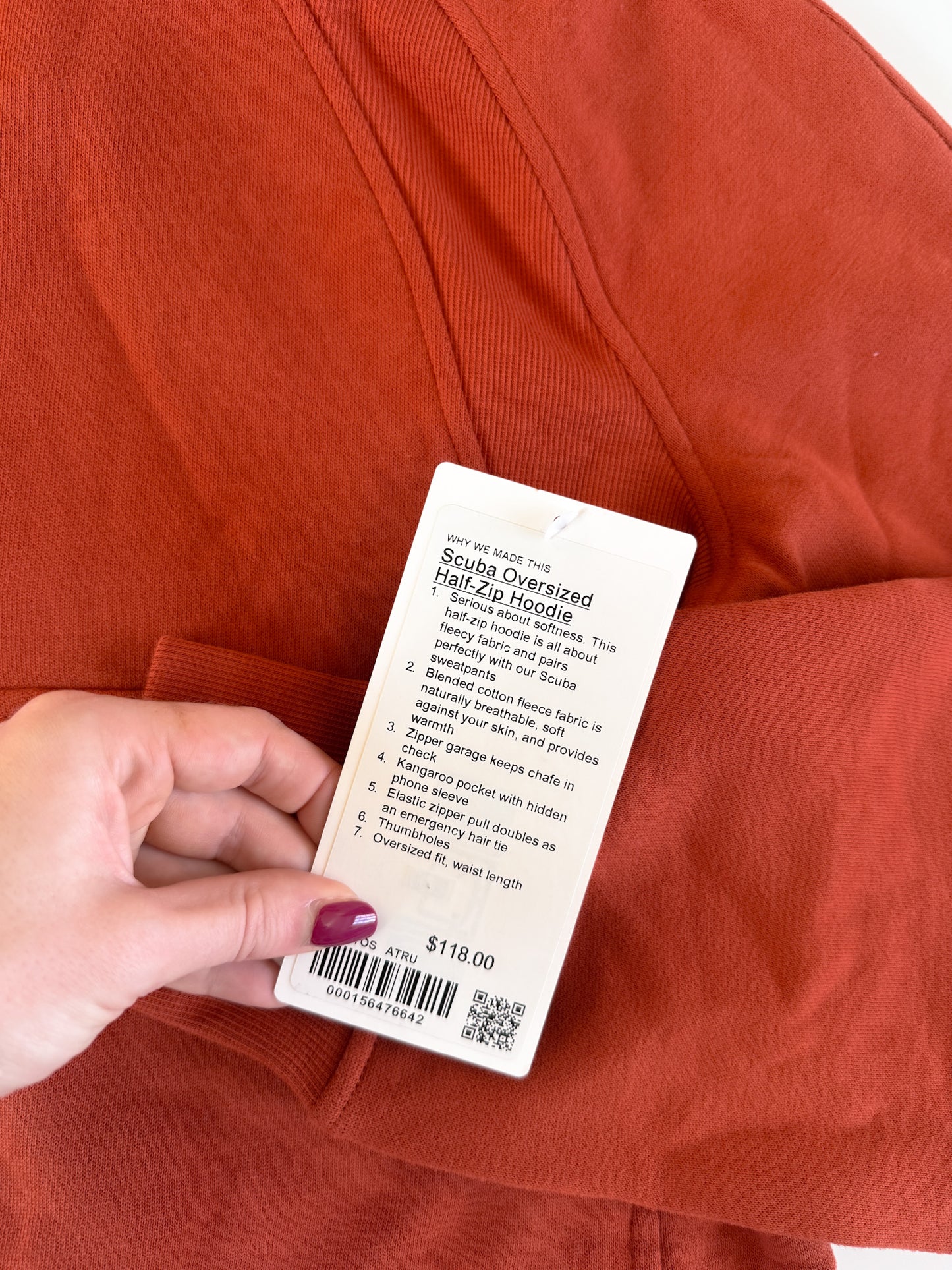 XS/S NWT Autumn Rust Half Zip Scuba Hoodie