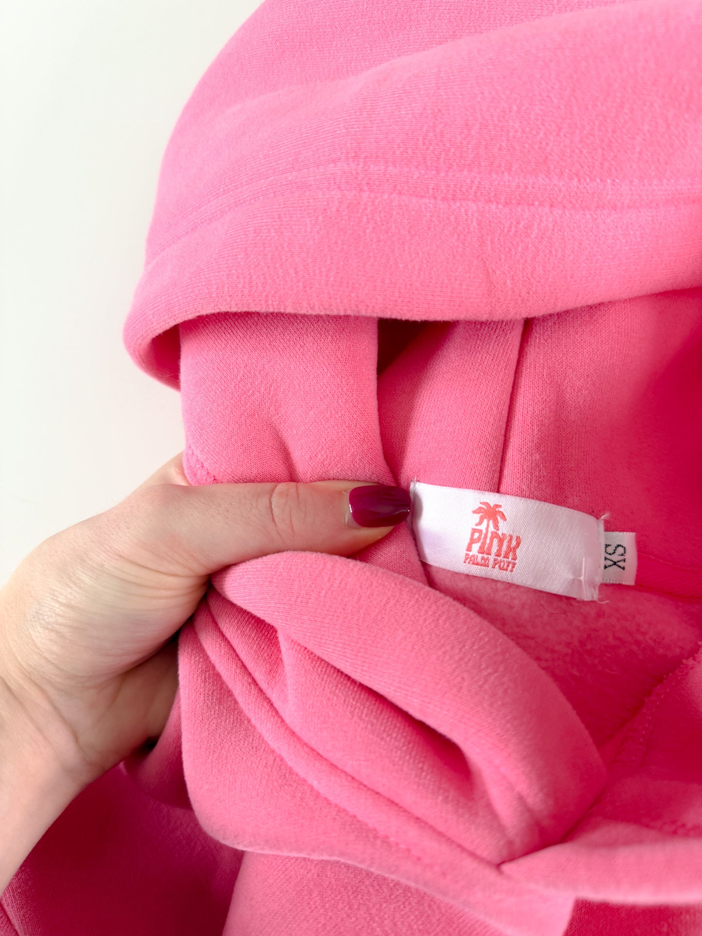 XS Pink Palm Puff Hoodie
