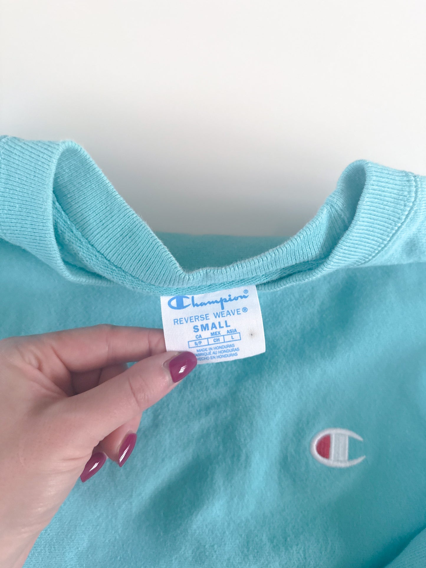 Small Aqua Blue Champion Crewneck