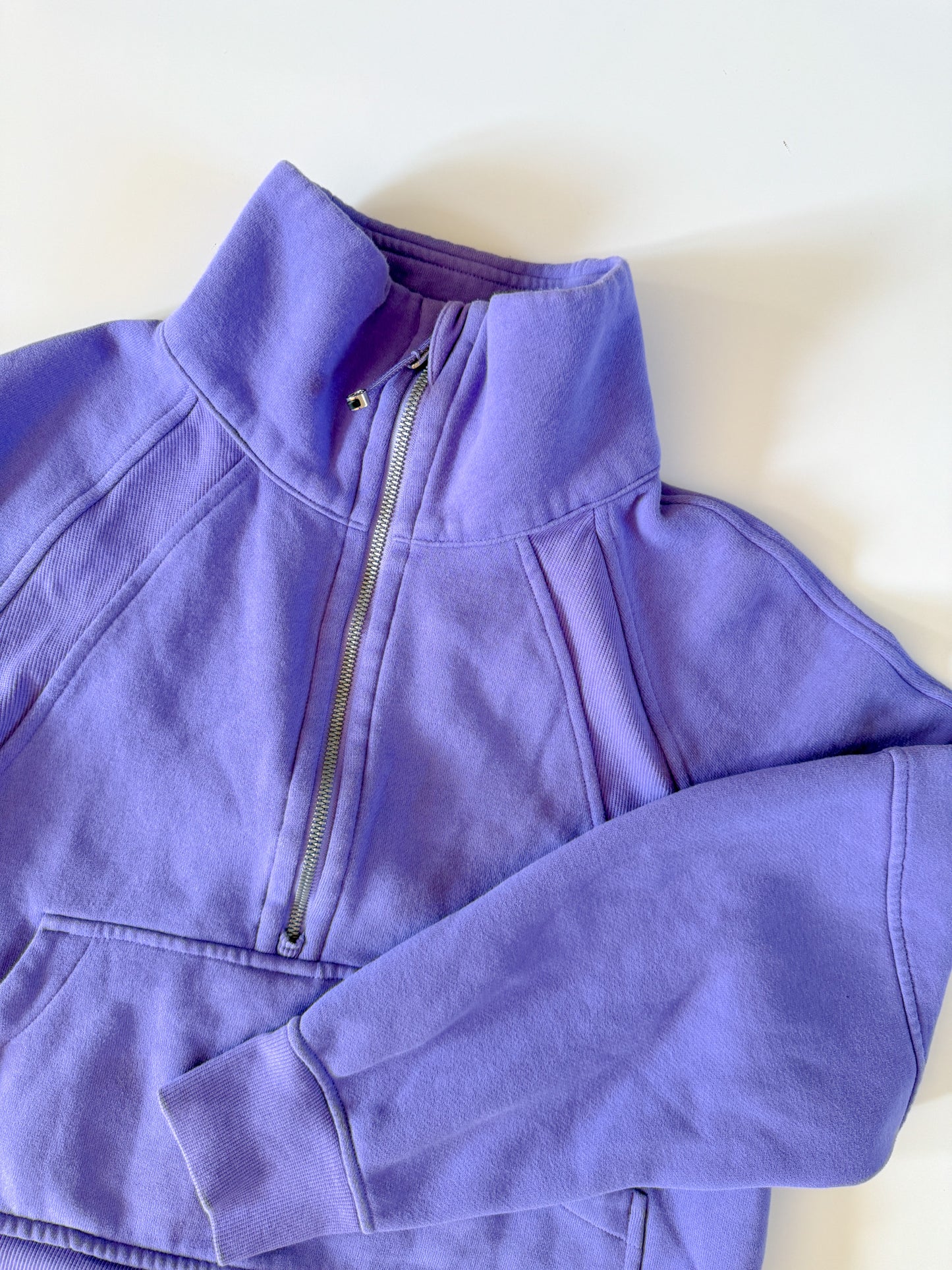 XS/S Dark Lavender Funnel Neck Scuba *description