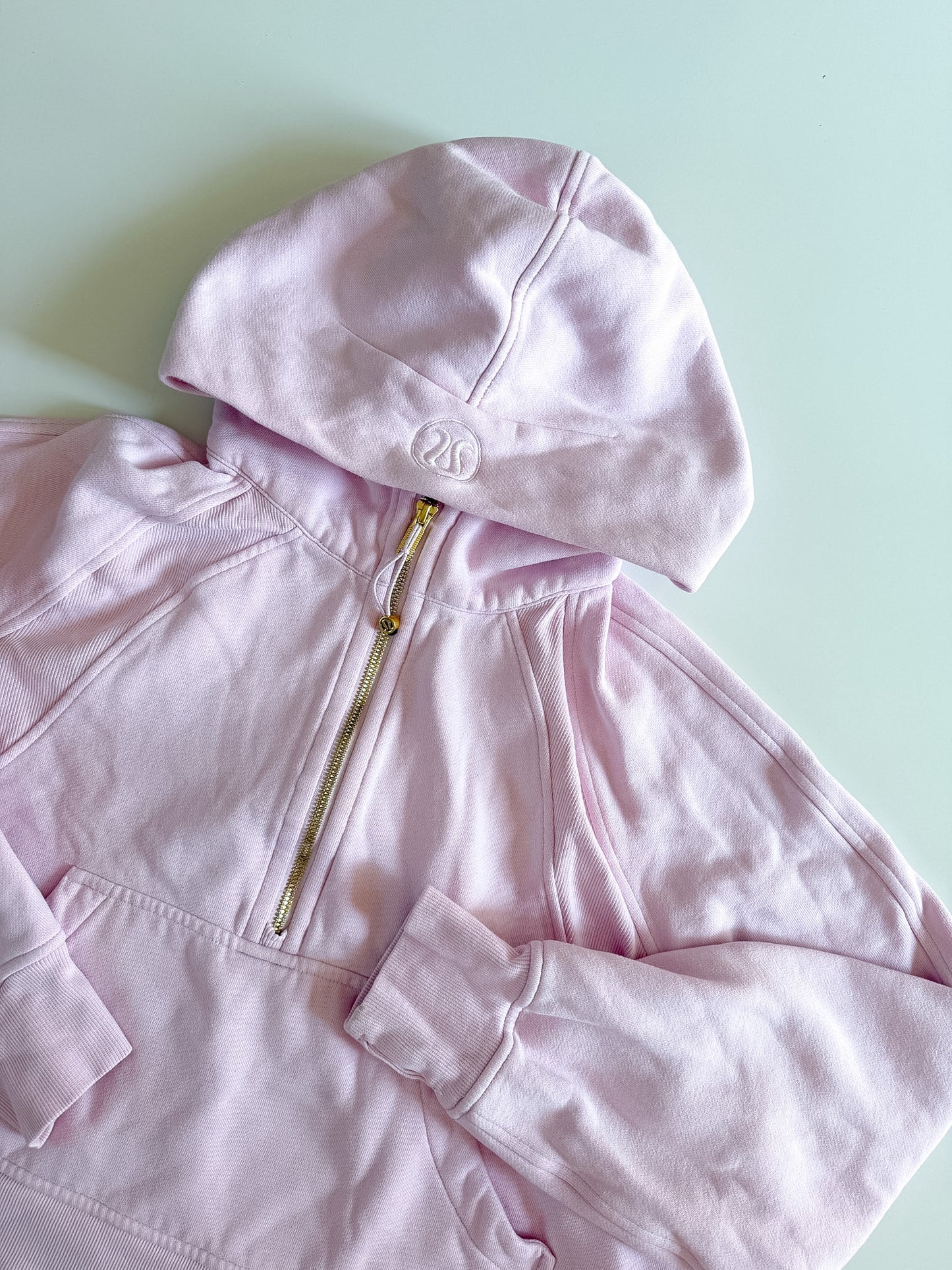 M/L Pink/GOLD Half-Zip Scuba Hoodie