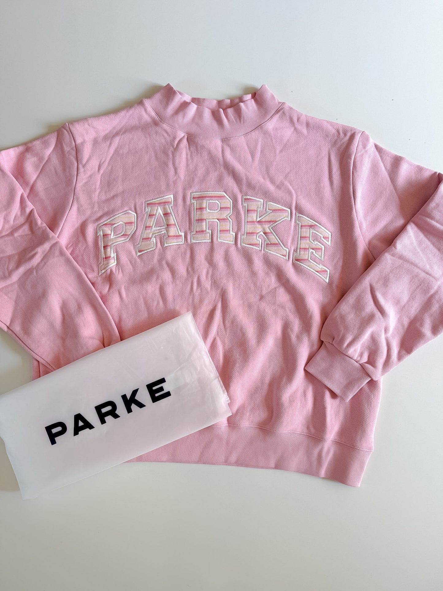 L/XL RARE Pink Striped PARKE Mockneck