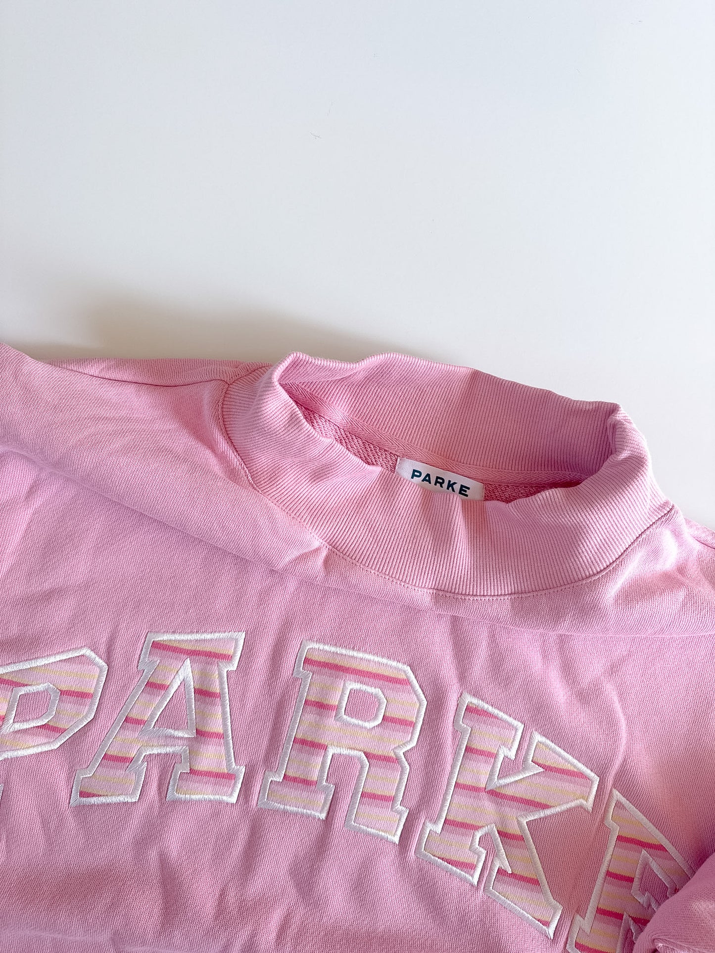 L/XL RARE Pink Striped PARKE Mockneck