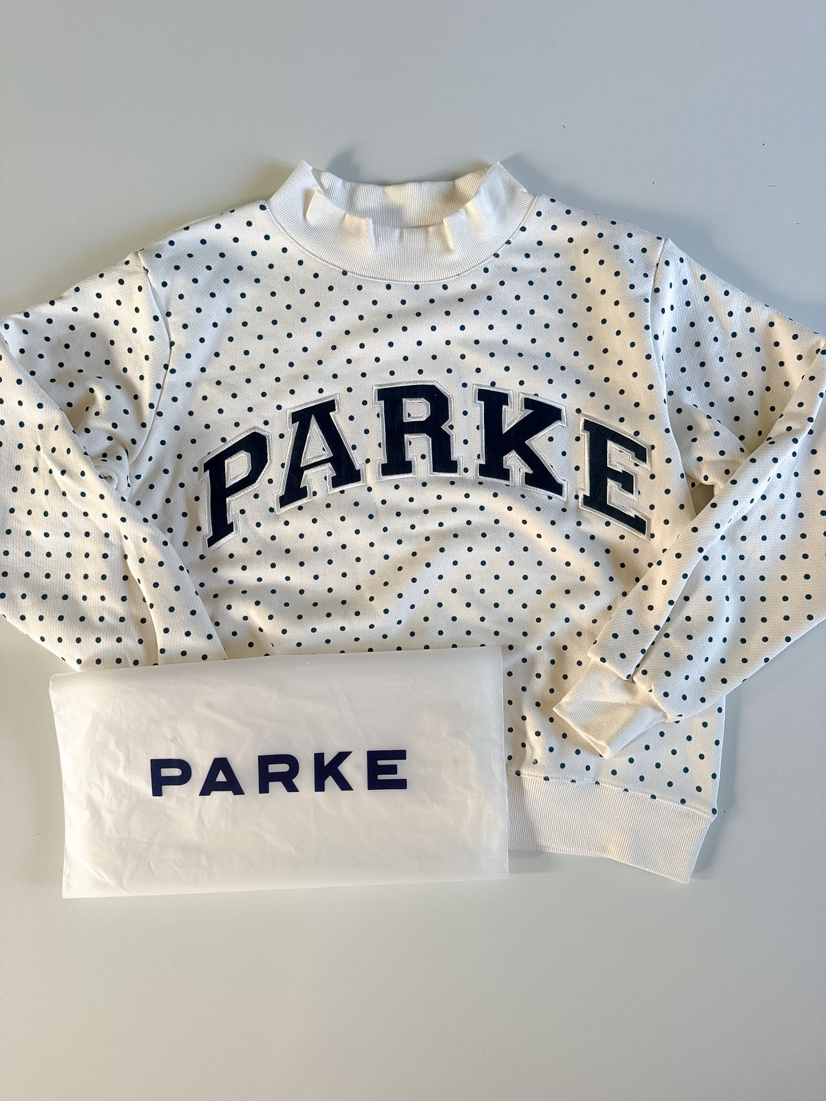 S/M RARE White Polka Dot PARKE Mockneck