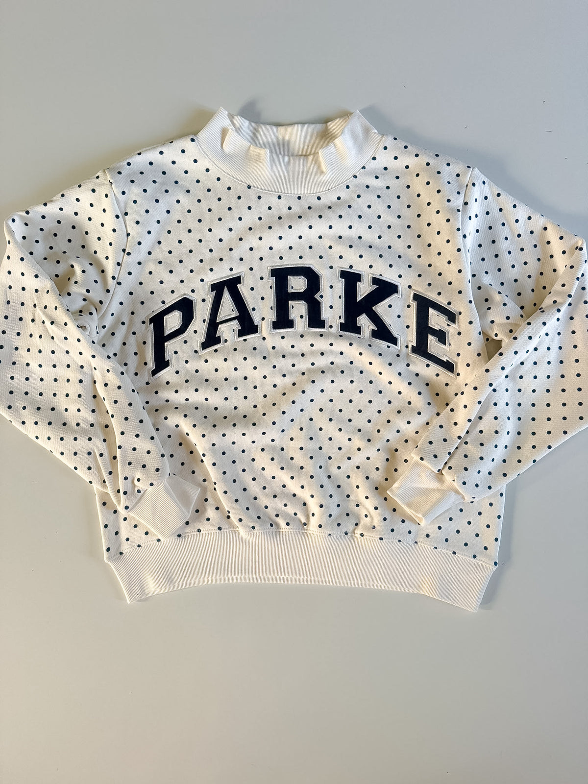 S/M RARE White Polka Dot PARKE Mockneck