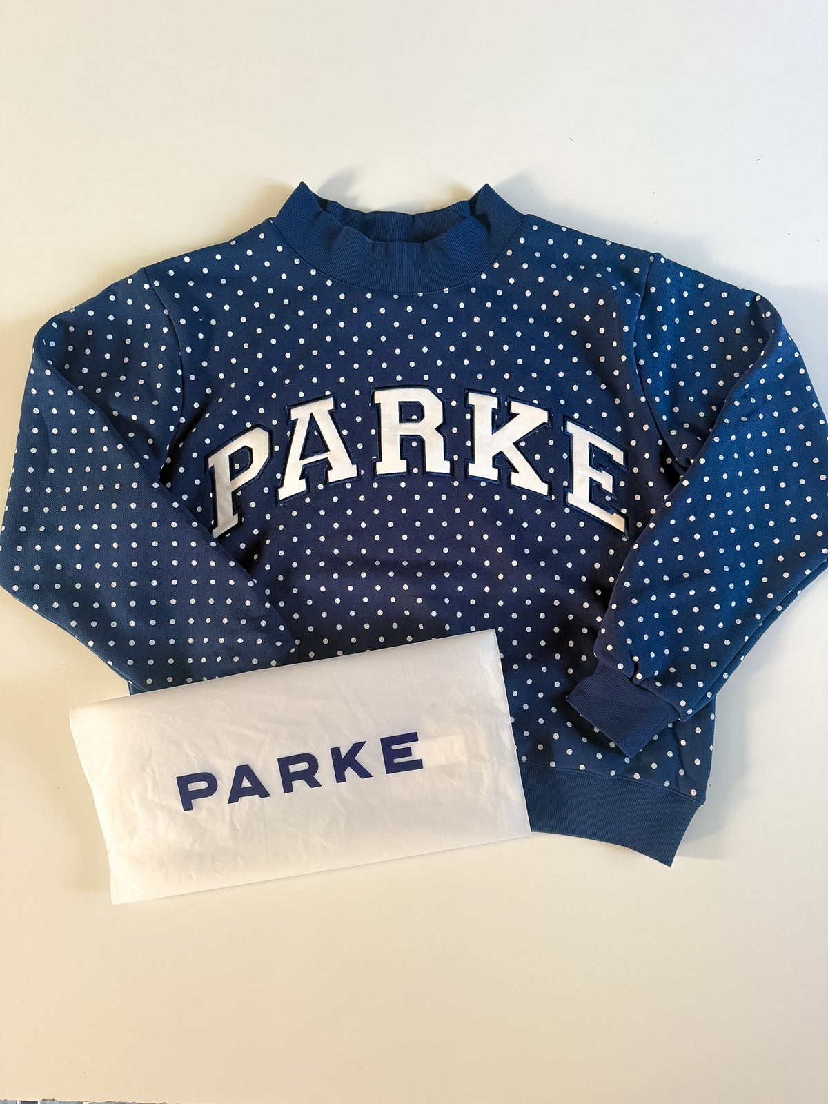 S/M RARE Denim Polka Dot PARKE Mockneck