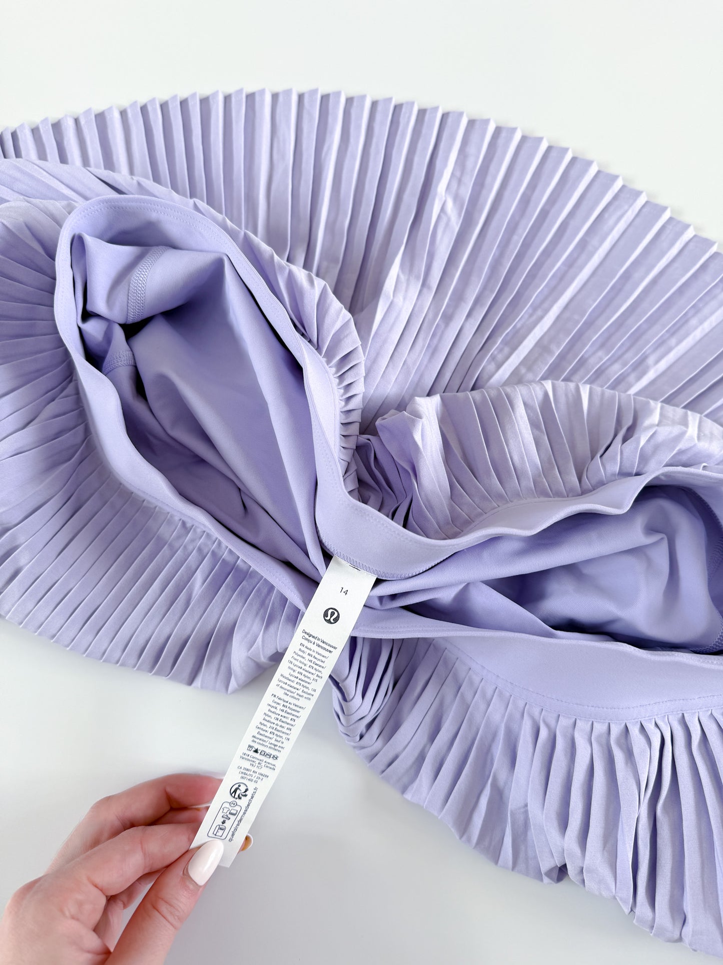 Size 14 Lavender Frost Pleated Tennis Skirt