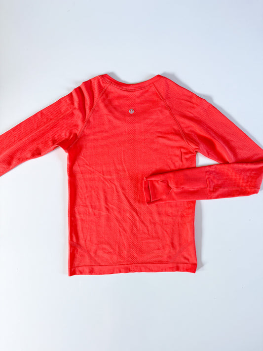 Size 4 Hot Sunset Swiftly Tech Long Sleeve 2.0 race
