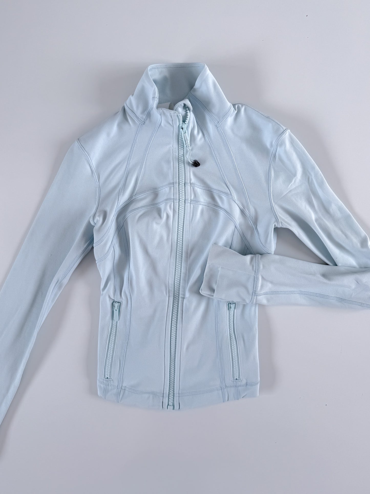 Size 0 Sheer Blue Cropped Define Jacket Nulu description