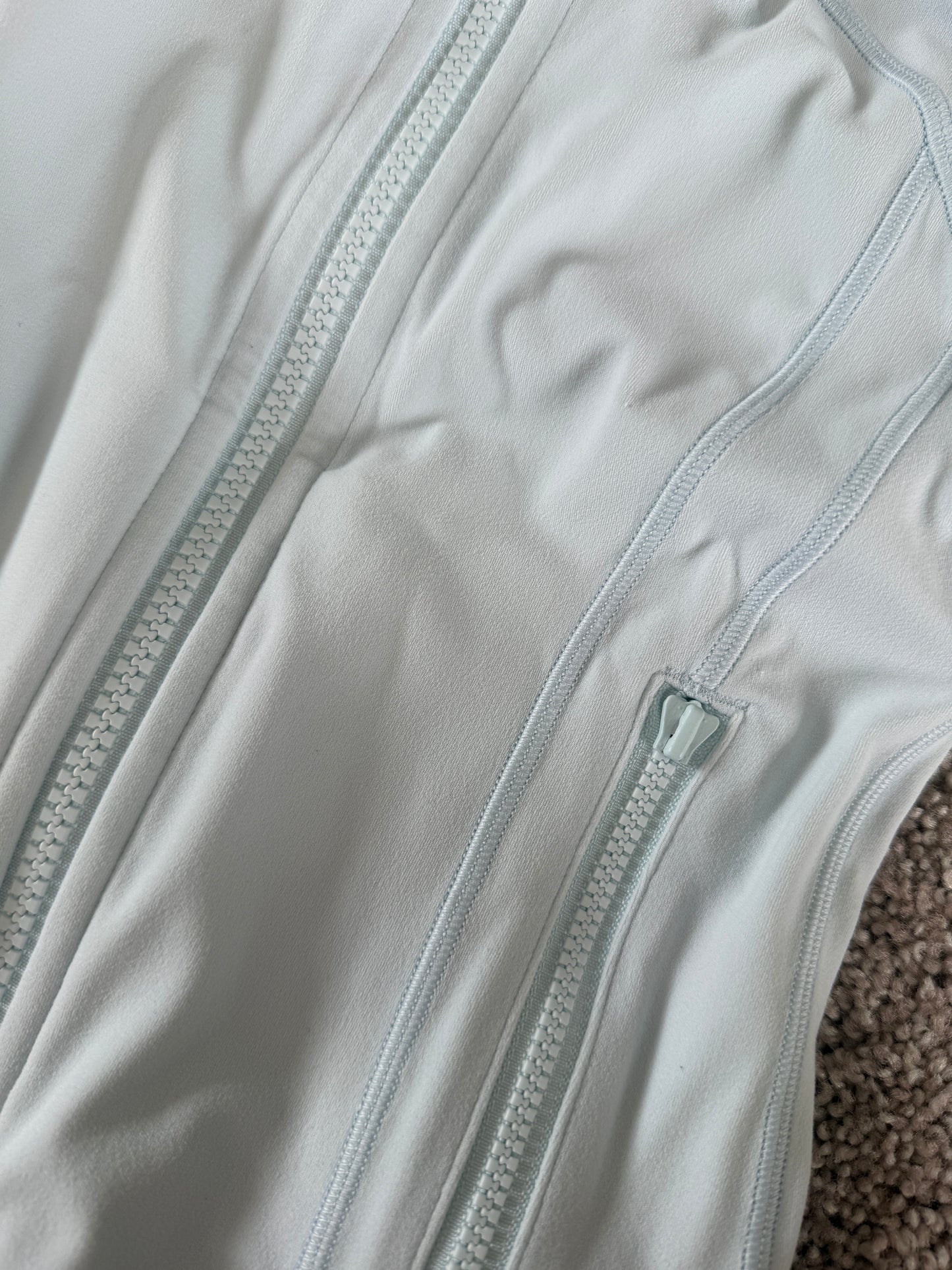 Size 0 Sheer Blue Cropped Define Jacket Nulu description