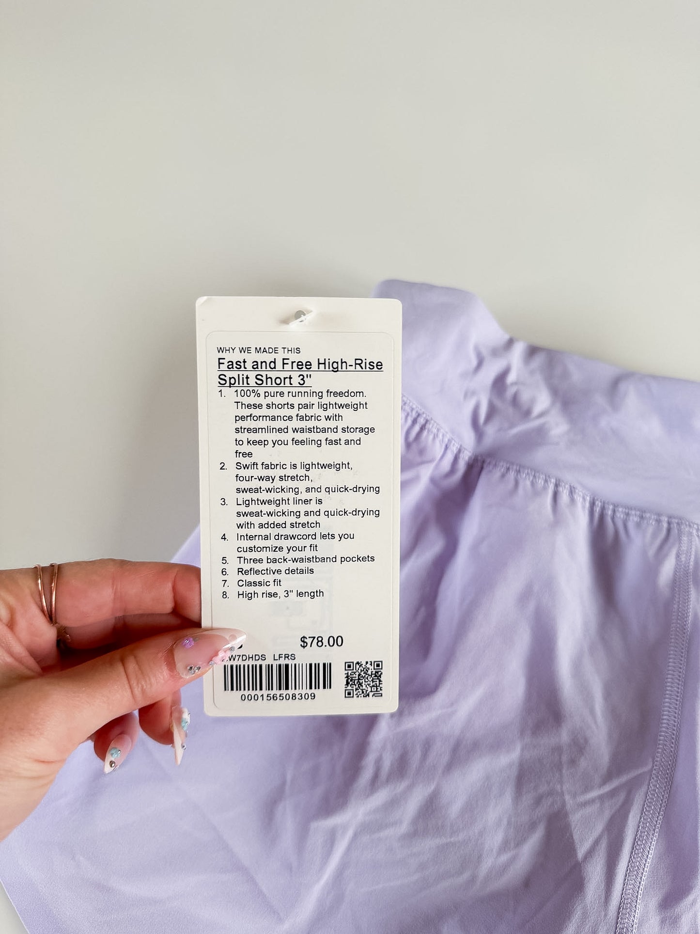 XS NWT Lavender Frost Fast and Free Short 3"
