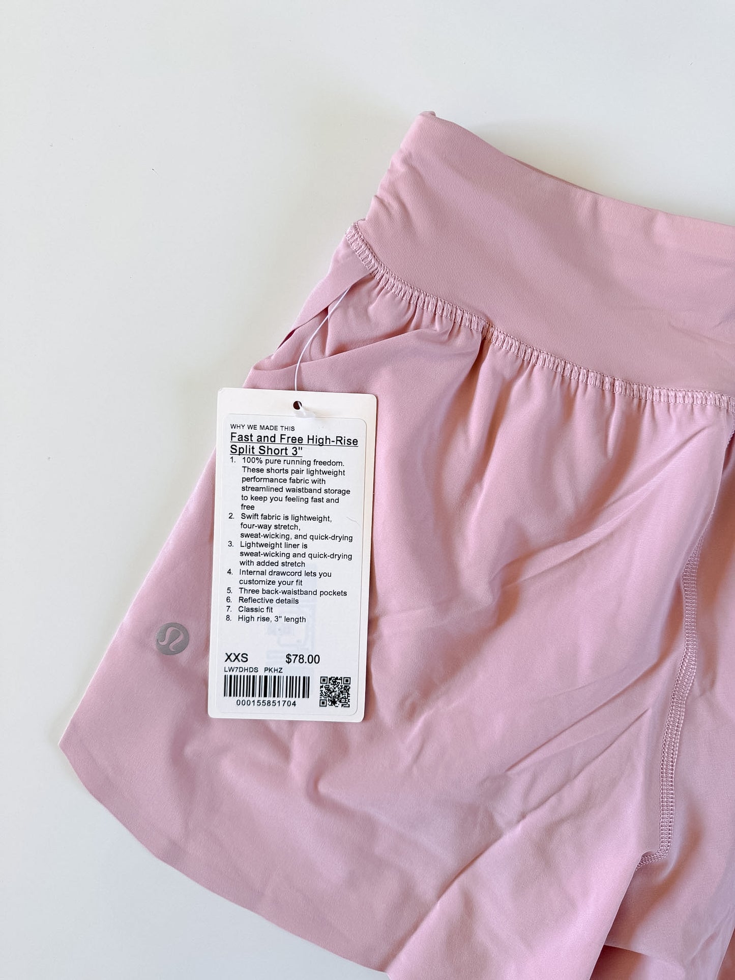 XXS NWT Pink Haze Fast and Free Short 3"