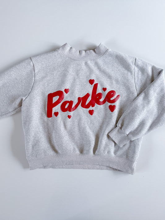 L/XL RARE PARKE Sweetheart Hearts Mockneck