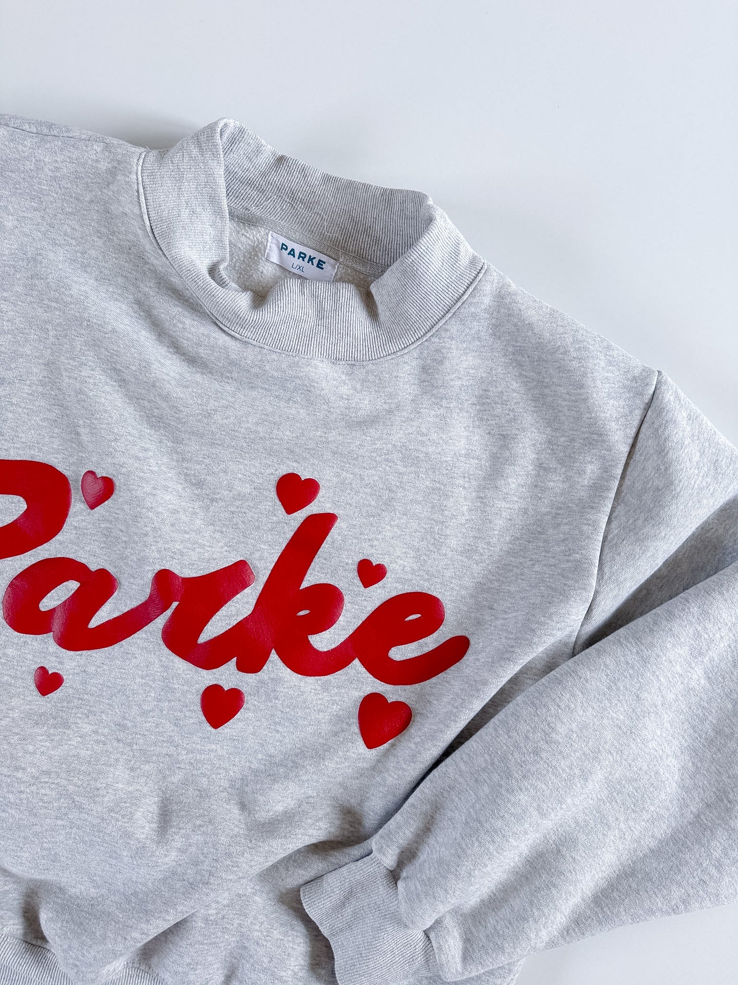 L/XL RARE PARKE Sweetheart Hearts Mockneck