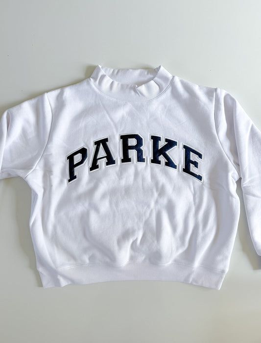 L/XL White/Navy PARKE Mockneck