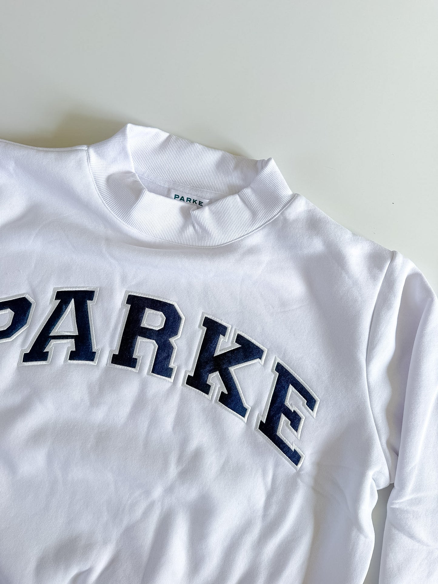 L/XL White/Navy PARKE Mockneck