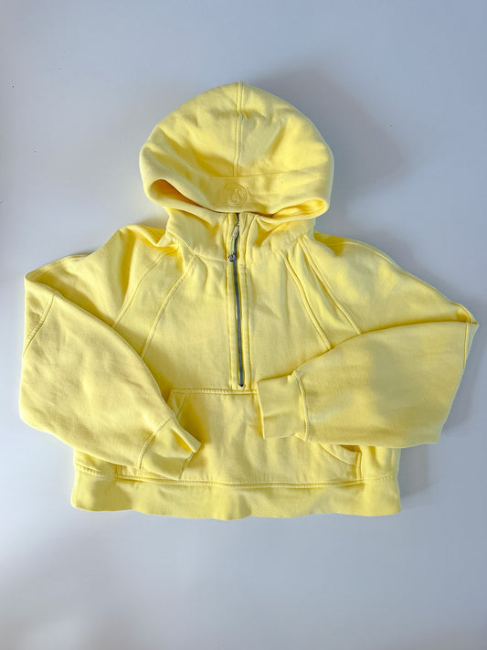 M/L RARE Washed Yellow Half-Zip Scuba Hoodie