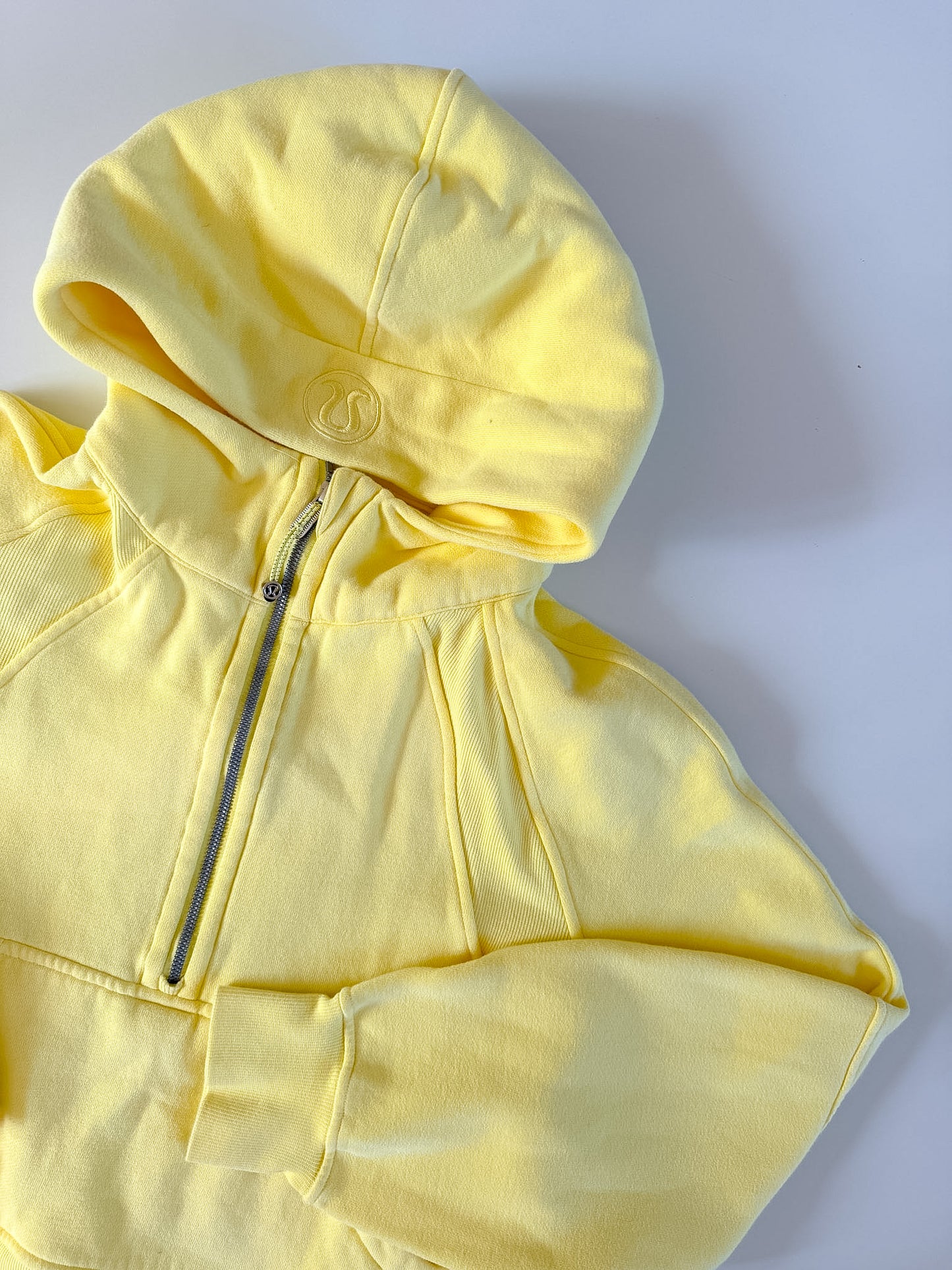 M/L RARE Washed Yellow Half-Zip Scuba Hoodie