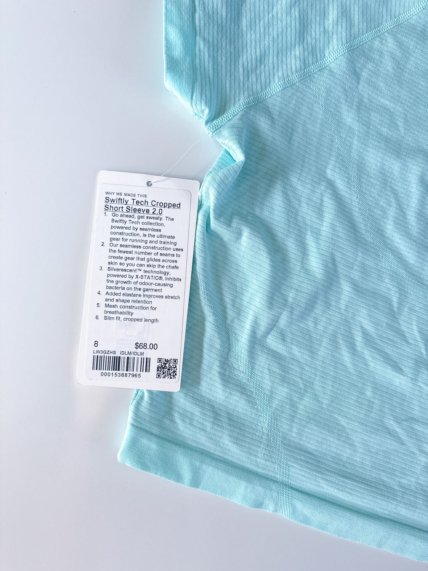 Size 8 NWT Ideal Mint Swiftly Tech Short Sleeve 2.0 Crop