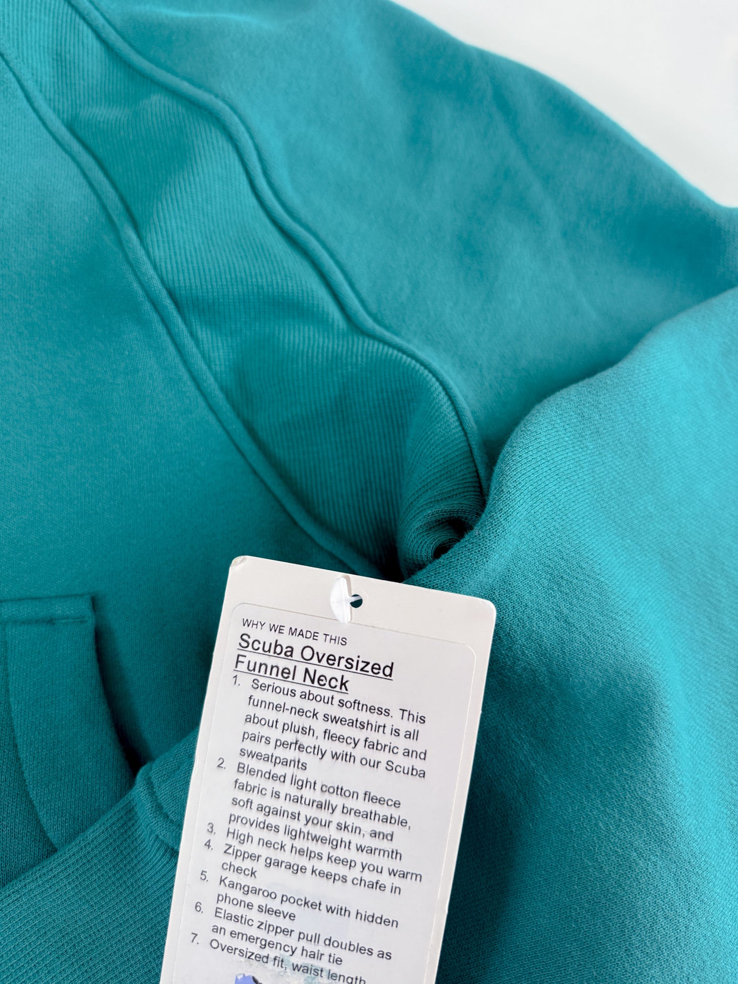 M/L NWT Teal Lagoon Funnel Neck Scuba Hoodie