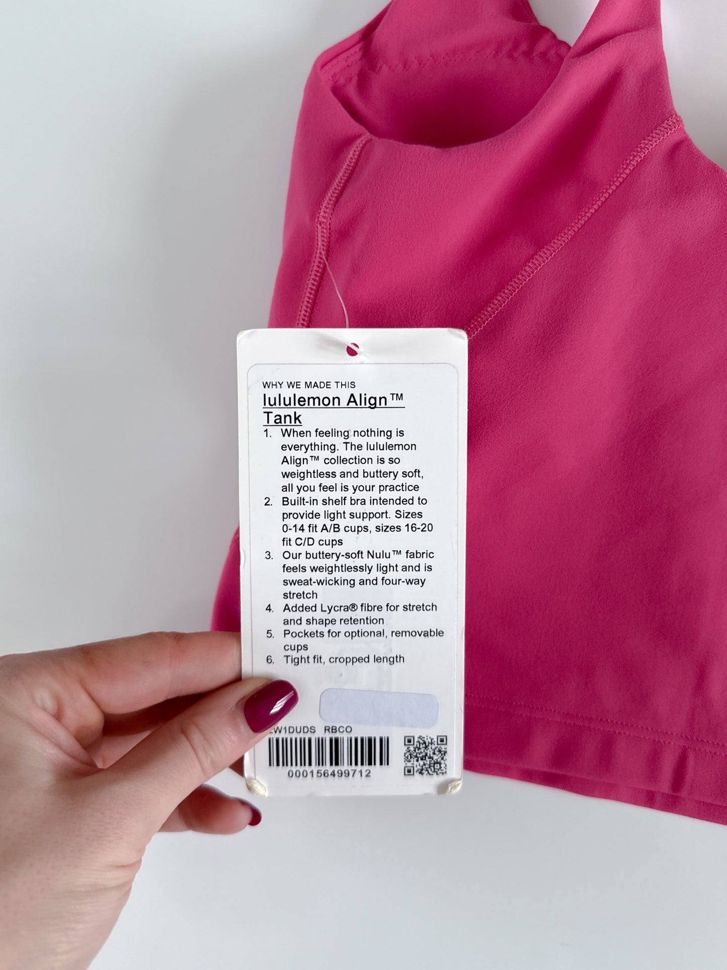 Size 2 NWT Raspberry Coulis Align Tank
