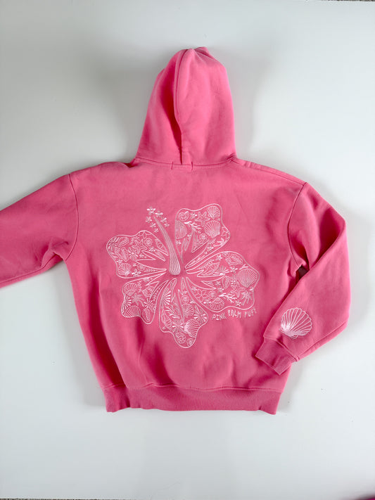 XS Pink Palm Puff Hoodie