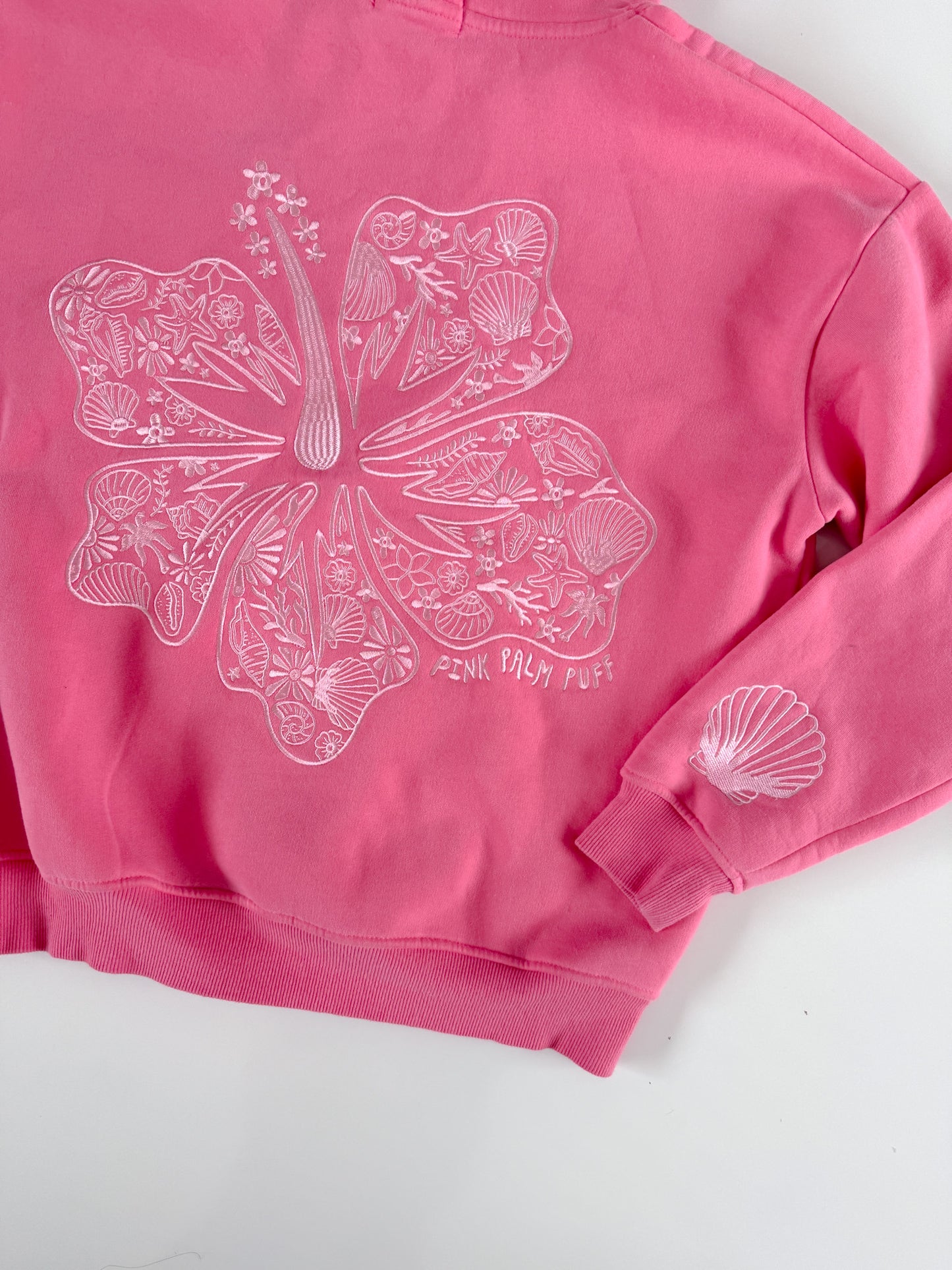 XS Pink Palm Puff Hoodie