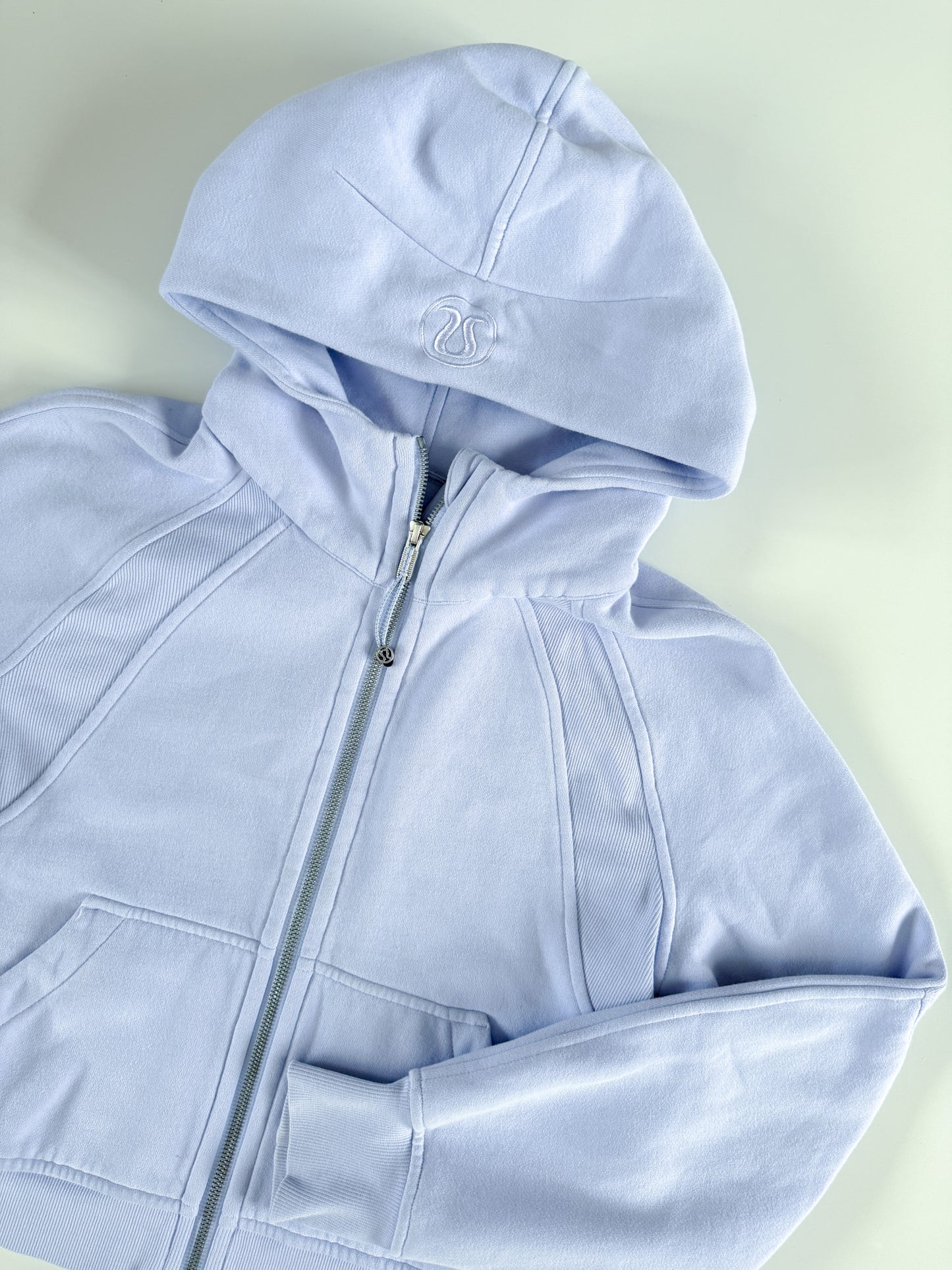 XS/S RARE Pastel Blue Full Zip Scuba Hoodie