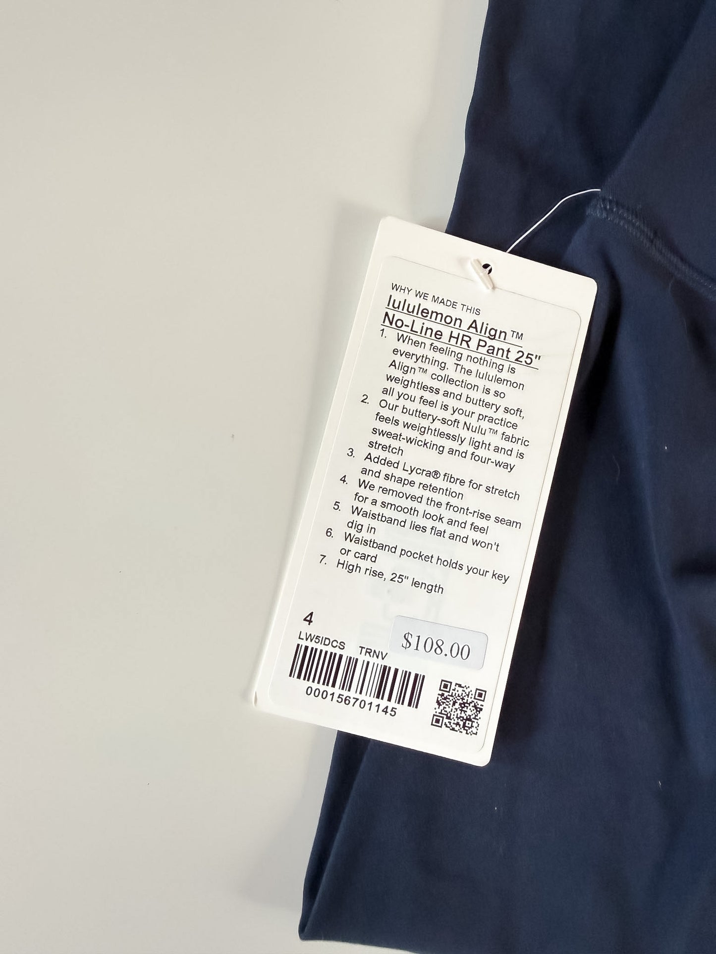 Size 4 True Navy Align No-Line Pant 25"