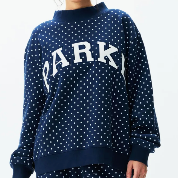 S/M RARE Denim Polka Dot PARKE Mockneck