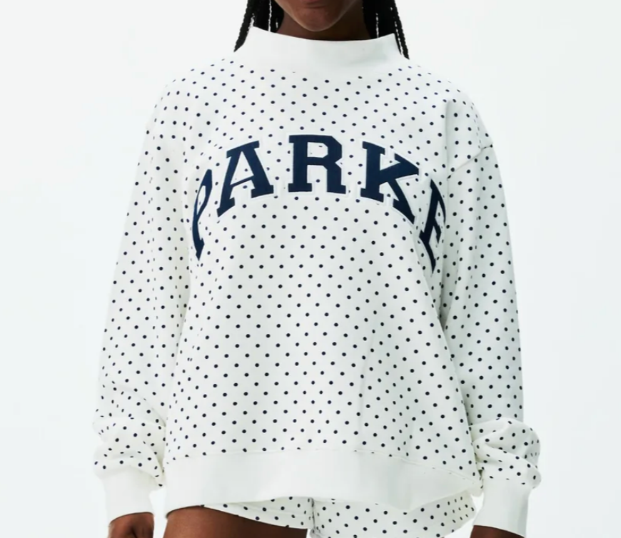 S/M RARE White Polka Dot PARKE Mockneck